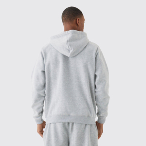 Sudadera con capucha y cremallera para hombre, 100% algodón, personalizable, gruesa, de invierno, con patrón sólido, forro polar transpirable, con bolsillo, térmica, económica - Product Image 3
