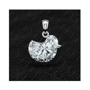 Colgantes y Dijes de Plata de Ley 925 Chapados en Oro con Diseño de Pato, Joyería Fina con Diamantes Cultivados en Laboratorio Certificados por GIA IGI de 1ct DEF VVS VS, Regalos - Product Image 1