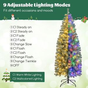 Pre-Lit Blue Slim Artificial Christmas <b>Tree</b> with 9 <b>Lighting</b> Modes - Product Image 6