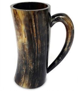Mug Viking en corne naturelle avec motif de bateau sculpté à la main, style antique rustique, tasse à boire pour la décoration de bar à domicile - Product Image 3