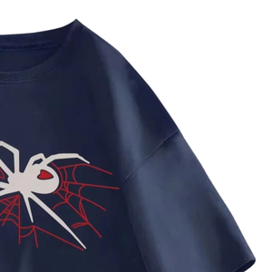 เสื้อยืดโอเวอร์ไซส์ลายแมงมุม คอกลม แขนสั้น ทรงแร็กแลน พิมพ์ลาย สตรีทแวร์ ลำลอง ระบายอากาศ แห้งเร็ว เสื้อเจอร์ซีย์ผู้ชาย - Product Image 3