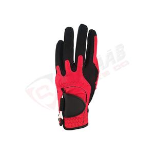 Gant de golf rouge-noir pour gaucher en cuir véritable Cabretta Logo personnalisable pour le sport Main droite et Main gauche - Product Image 1