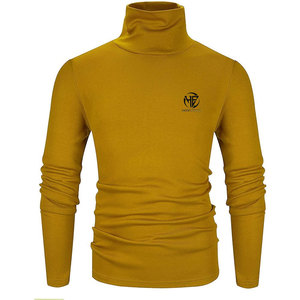Clean Plain Design Stretch Fabric High Collar Long Sleeve <b>Top</b> for Everyday Fashion <b>Men</b> <b>Turtle</b> <b>Neck</b> Shirt - Product Image 1
