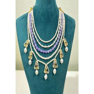 Magnifique ensemble de collier en laiton plaqué or de haute qualité avec moissanite, style Ahmedabadi, pour femme, idéal pour un anniversaire, un mariage ou une fête - Product Image 2