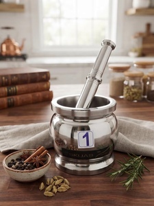 Juego de Mortero y Maja de Acero Inoxidable Premium, Acabado Plateado, Molinillo de Especias y Hierbas, Diseño Ecológico y Duradero para Cocina - Product Image 3