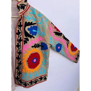 Wholesale Price High Quality Cotrise Floral Embroidered Suzani Cotton Eco-Friendly Autumn <b>Jacket</b> Boho Open Front Coat Festival - Product Image 4