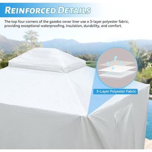 Copertura per Gazebo 12x12 con Tetto Rigido, Copertura Universale Invernale per Esterni con Pareti Laterali e Finestre a Rete, Tenda Impermeabile per Tutte le Stagioni e Pergola - Product Image 3