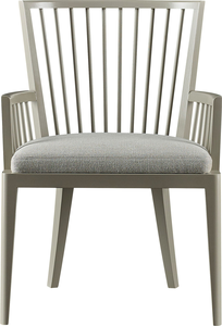 Silla de Madera Pintada en Gris de Estilo Nórdico Minimalista con Respaldo de Listones Verticales - Product Image 2