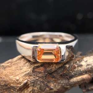 Citrine <b>Ring</b> 925 Sterling <b>Silver</b> Citrine Engagement <b>Ring</b> November Birthstone Unisex Jewelry - Product Image 6