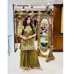 Ensemble Kurta Palazzo Dupatta pour mariage, prêt-à-porter, entièrement brodé, style Fendy, tenue ethnique indienne pour femmes - Product Image 1