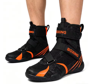 Zapatos de Boxeo de Lona con Cordones para Hombre, Marca Lawd Sports, Color Negro y Naranja, Suela de Goma, para Gimnasio y Práctica en el Ring - Product Image 1
