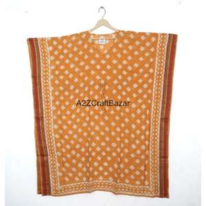 Vestido Kaftán Midi Informal con Cuello en V, 100% Algodón Puro, Estampado Floral Indio, Estilo Modesto para Mamás, Ropa de Playa y para Dormir - Product Image 2