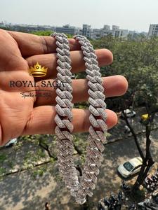 ผู้ผลิตสร้อยคิวบันเงินแท้ 925 ขนาด 12 มม./15 มม./18 มม. ประดับเพชรโมอิสซาไนต์ VVS เพชรเลี้ยงในห้องแล็บ สร้อยคิวบันแบบไมอามี่สำหรับผู้ชาย - Product Image 6