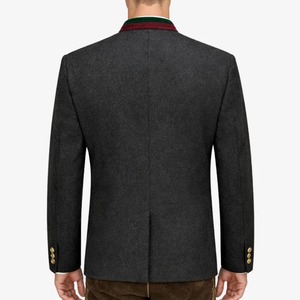 เสื้อแจ็คเก็ตบาวาเรีย GNG IMPEX รุ่น Unisex สีดำ ทำจากผ้าขนสัตว์ ปักลาย ตกแต่งด้วยผ้าหนัง บุด้วยผ้าไหมระบายอากาศได้ดี ให้ความอบอุ่น เหมาะสำหรับฤดูหนาว สไตล์ดั้งเดิม - Product Image 6