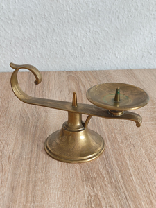 Vintage <b>Brass</b> Chamberstick Candle Holder German Mid Century Candlestick <b>Antique</b> <b>Brass</b> Taper Candle Stand Handheld Candle Holder - Product Image 3