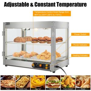 Armadio Riscaldante a Due Strati in Acciaio Inox e Vetro Temperato, 110.00V 800.00W, per Riscaldamento e Conservazione Attrezzature - Product Image 6