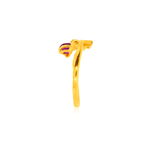 Anillo de Oro Amarillo de 18K de Primera Calidad con Corazón de Rubí y Flecha de Diamantes para Mujer, con una Gema de Rubí en Forma de Corazón y Diamantes Engastados en Pavé - Product Image 5