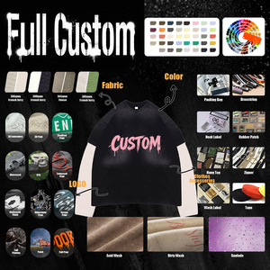 Sudadera extragrande negra para hombre OEM ODM con mangas largas blancas y estampado de letras rosas personalizadas, logotipo personalizado. - Product Image 5