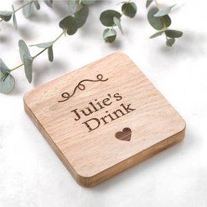 Custom Laser Engraved Wooden <b>Coasters</b> for Drinks, Personalized Wedding Gift, Rustic Oak Wood Tableware Set, Home Decor Accessory - Product Image 4