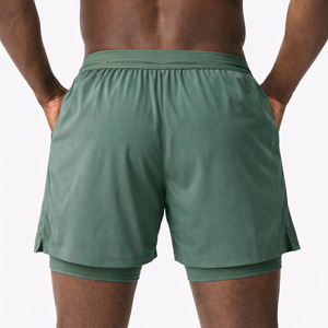 Pantalones Cortos de Compresión de Doble Capa para Hombre, de Secado Rápido, para Entrenamiento en el Gimnasio, con Cordón y Cintura Elástica, Proveedor Directo de Fábrica - Product Image 4