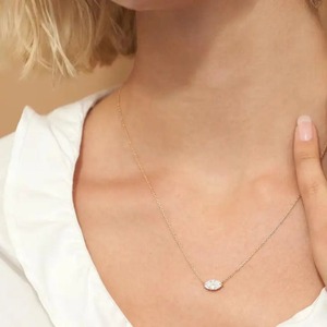 จี้เพชรทรงมาร์คีส์เพาะเลี้ยง 1.00 กะรัต พร้อมสร้อยคอทอง 14k ของขวัญแต่งงานครบรอบ สไตล์มินิมอล สำหรับเจ้าสาว - Product Image 1