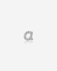 Mini boucles d'oreilles clous initiales en or massif 14K avec diamant de laboratoire rond, fermoir à friction, lettres alphabet pavées, bijoux fins en gros - Product Image 1