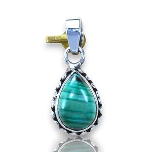 Piedra preciosa de malaquita, colgantes de plata de ley 925, accesorios, colgante de malaquita verde fino, colgante de moneda redonda de Plata de Ley 925 - Product Image 1