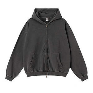 Sudadera con capucha americana vintage 2026 de algodón 100% lavado de alto gramaje con cremallera para hombre - Product Image 5