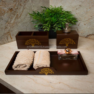 Juego de Muebles de Baño de Tres Piezas de Madera - Diseño Elegante, Kit de Artículos Esenciales de Baño de Madera Maciza - Product Image 1