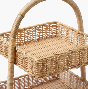 Best Sale 2026 Double Tier Rattan Serving <b>Basket</b> Eco-Friendly <b>Tray</b> for Hotel Restaurant Elegant Boho Style Home Decoration - Product Image 3