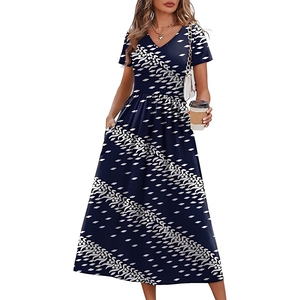 Vestido midi informal de corte A para mujer, vestido de verano fluido para la playa con bolsillos laterales - Product Image 3
