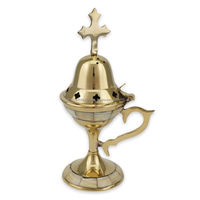 Brûleur d'encens royal design gravé Croix Chrétiens Noël et église Brûleur d'encens portable décoratif et support