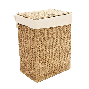 CRAFTS HUB Cesta de almacenamiento multifunción de lujo ecológica con paja de jacinto de agua a mano, hecho a mano cesto de ropa, tapas para el hogar - Product Image 6