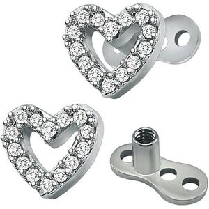 Piercing Microdermal in Acciaio Chirurgico con Zirconia Cubica da 14g, Base e Top per Ancoraggio Dermale, Gioielli Moda per Piercing - Product Image 1