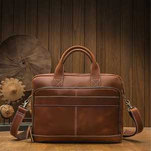 Bolso de Mano Tipo Tote Vintage de Gran Capacidad, Maletín de Cuero Genuino para Portátil de 14 Pulgadas, para Oficina y Negocios, para Hombre, LLB-0326 - Product Image 1