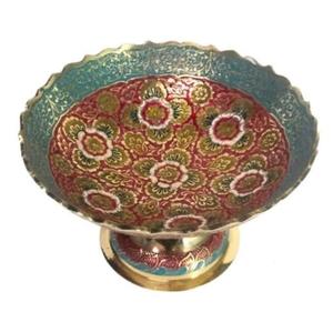 Bol de service en laiton émaillé, sculpté à la main, style unique, pour desserts et fruits, décoration de table, design de créateur - Product Image 2