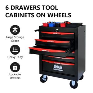 20\" 6-Drawer Rolling Metal Tool Chest Cabinet Steel Tool Storage Box with Ball Bearing Drawer Slides - Product Image 2