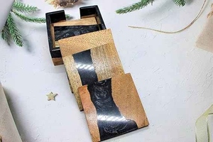 Premium Wood and Resin Coaster Set Eco-Friendly Handmade Tea Coffee Coasters with Unique Design for Dining Table Kitchen - Product Image 6