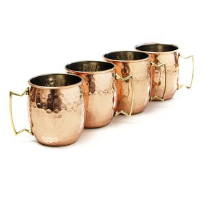 Copper cocktail serving mug set for luxury holiday refreshment tables hammered finish metal <b>cups</b> durable reusable party mugs - Product Image 6
