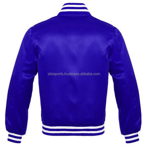 2025 OEM Customized Solid Winter All <b>Black</b> Satin High Street Varsity Letterman Jacket White Trim <b>Mens</b> Wholesale Fashion Jacket - Product Image 6