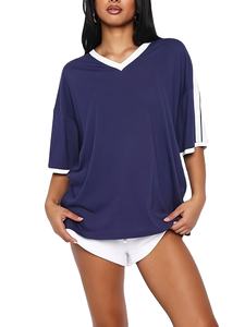 Camisetas de Verano para Mujer al por Mayor, Corte Holgado, Cuello en V, Diseño con Cordón Ajustable, Mezcla de Spandex, Transpirables y de Secado Rápido - Product Image 3