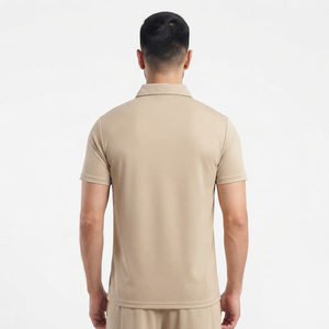 Polo pour homme, t-shirt polo uni à manches courtes, personnalisable avec logo, de bonne qualité, décontracté, couleur beige unie, t-shirt polo classique - Product Image 4