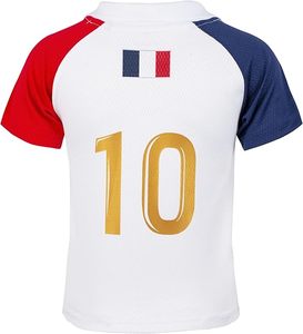 France National Team Jersey Set White Blue <b>Red</b> Shorts With Number 10 Polyester Kids Sports Wear - Product Image 3