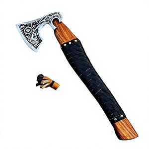 Hot Selling BA Enterprises Handmade Tomahawk <b>Axe</b> <b>Wooden</b> Handle Black Leather Wrap Stainless Steel Blade Custom Design Survival - Product Image 1