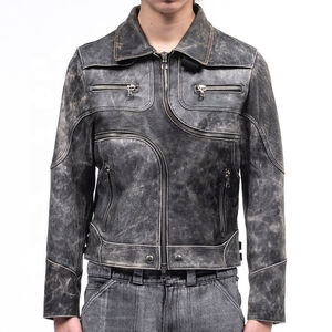 OEM Custom Logo Genuine Faux Real Pu Leather Motorcycle Zipper <b>Jackets</b> for Men - Product Image 1
