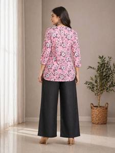 Fashionable Co-Ord Set – Floral Digital Print <b>Top</b> with Comfortable Palazzo - Product Image 2