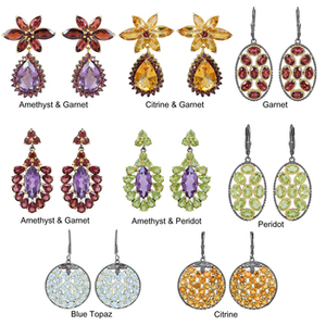 Women's Multi Gemstone Floral Drop <b>Earring</b> <b>Solid</b> 925 Sterling <b>Silver</b> Citrine Garnet Peridot Blue Sapphire Wholesale Fine Jewelry - Product Image 3
