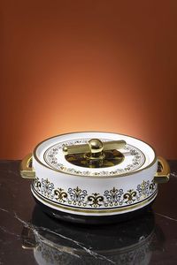Casserole classique avec bordure dorée, ronde, 33 cm, revêtement émaillé durable, compatible gaz et induction - Product Image 3