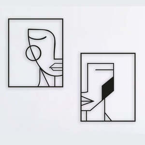 Ensemble d'art mural abstrait en métal fait main moderne, 2 pièces, sculpture murale géométrique en fer pour le salon, l'hôtel, le bureau, décoration - Product Image 3