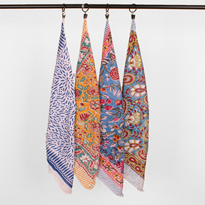 Handkerchiefs Cotton Vintage Block Print Bandana Paisley Floral Design India Made Eco-Friendly Men's Summer Face <b>Wraps</b> - Product Image 3